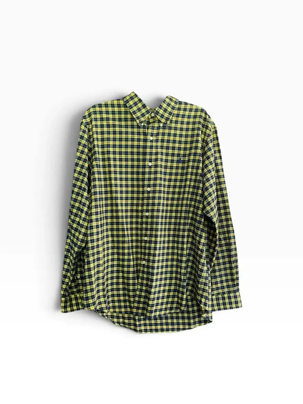 Polo Ralph Lauren Plaid Button Down Shirt Size XL Yellow Blue Long Sleeve